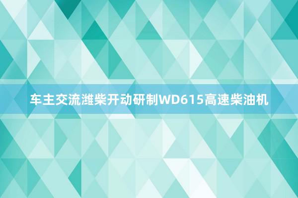 车主交流潍柴开动研制WD615高速柴油机