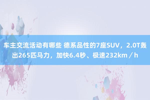 车主交流活动有哪些 德系品性的7座SUV，2.0T轰出265匹马力，加快6.4秒、极速232km／h