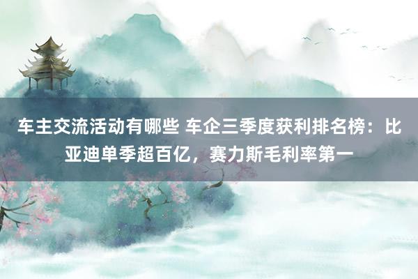 车主交流活动有哪些 车企三季度获利排名榜：比亚迪单季超百亿，赛力斯毛利率第一