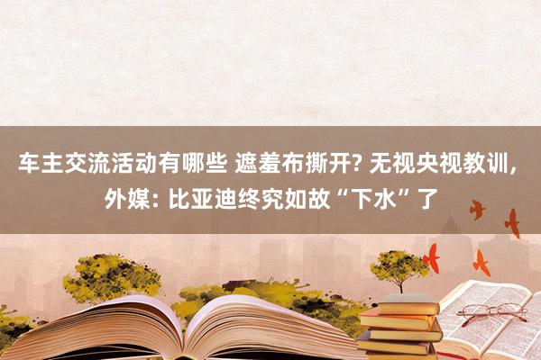 车主交流活动有哪些 遮羞布撕开? 无视央视教训, 外媒: 比亚迪终究如故“下水”了