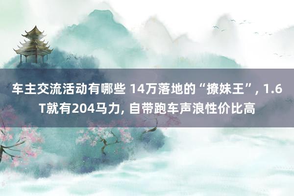 车主交流活动有哪些 14万落地的“撩妹王”, 1.6T就有204马力, 自带跑车声浪性价比高