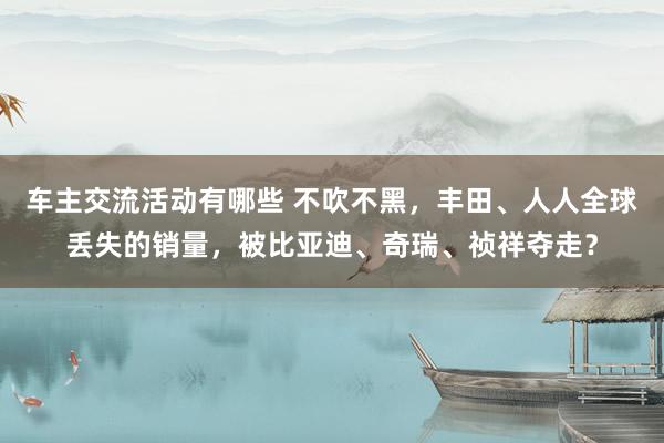 车主交流活动有哪些 不吹不黑，丰田、人人全球丢失的销量，被比亚迪、奇瑞、祯祥夺走？