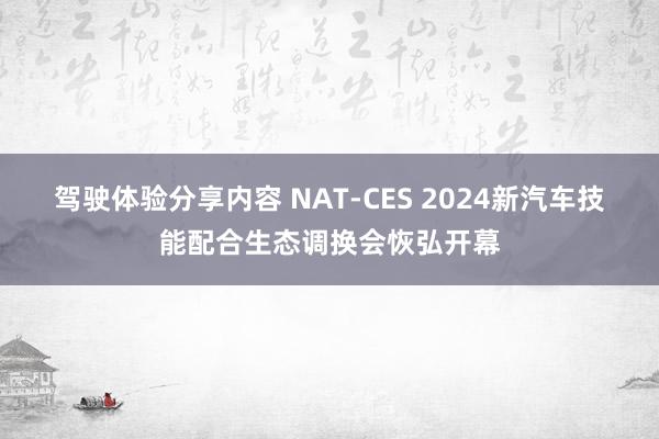 驾驶体验分享内容 NAT-CES 2024新汽车技能配合生态调换会恢弘开幕