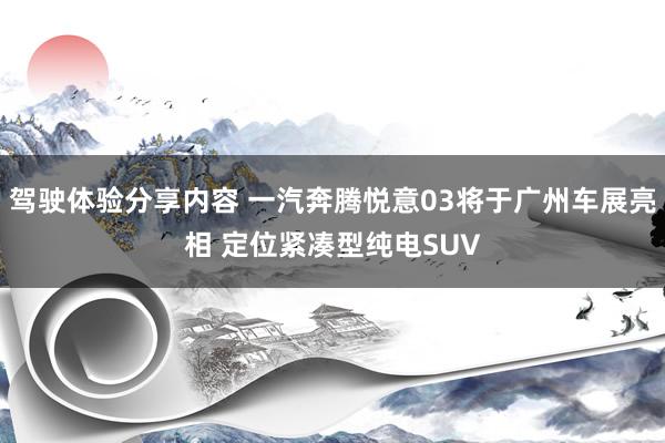 驾驶体验分享内容 一汽奔腾悦意03将于广州车展亮相 定位紧凑型纯电SUV