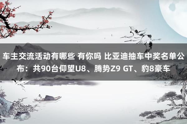 车主交流活动有哪些 有你吗 比亚迪抽车中奖名单公布：共90台仰望U8、腾势Z9 GT、豹8豪车