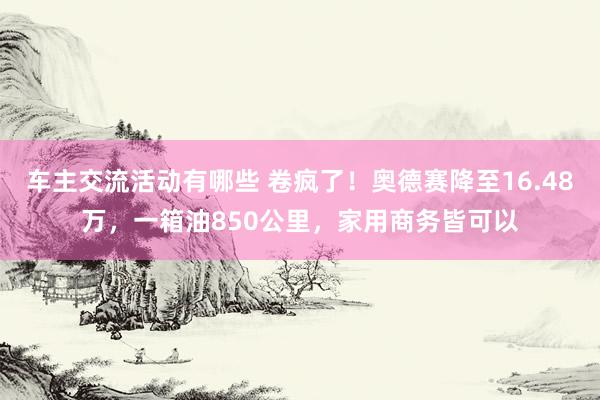 车主交流活动有哪些 卷疯了！奥德赛降至16.48万，一箱油850公里，家用商务皆可以