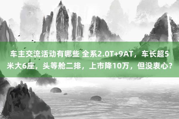 车主交流活动有哪些 全系2.0T+9AT，车长超5米大6座，头等舱二排，上市降10万，但没衷心？