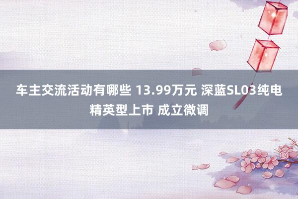 车主交流活动有哪些 13.99万元 深蓝SL03纯电精英型上市 成立微调