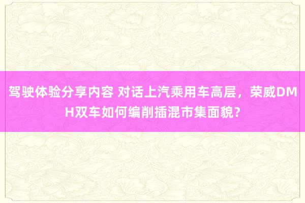 驾驶体验分享内容 对话上汽乘用车高层，荣威DMH双车如何编削插混市集面貌？