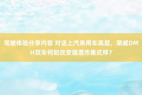 驾驶体验分享内容 对话上汽乘用车高层，荣威DMH双车何如改变插混市集式样？