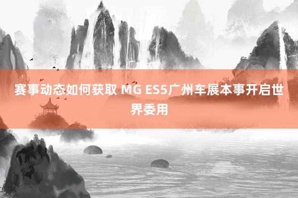 赛事动态如何获取 MG ES5广州车展本事开启世界委用