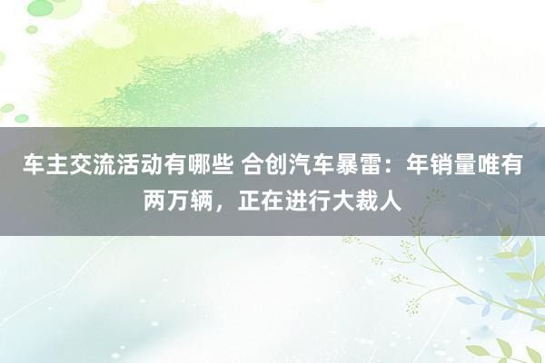 车主交流活动有哪些 合创汽车暴雷：年销量唯有两万辆，正在进行大裁人