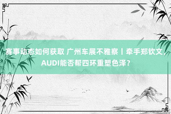 赛事动态如何获取 广州车展不雅察丨牵手郑钦文，AUDI能否帮四环重塑色泽？