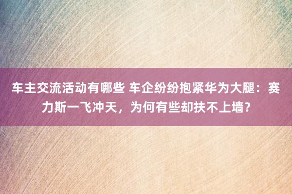 车主交流活动有哪些 车企纷纷抱紧华为大腿：赛力斯一飞冲天，为何有些却扶不上墙？