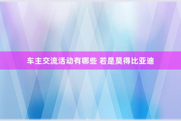 车主交流活动有哪些 若是莫得比亚迪