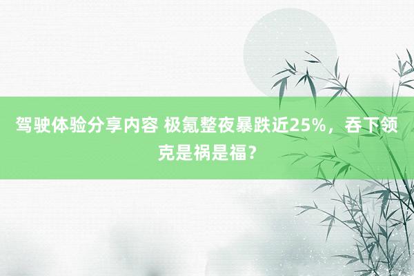 驾驶体验分享内容 极氪整夜暴跌近25%，吞下领克是祸是福？