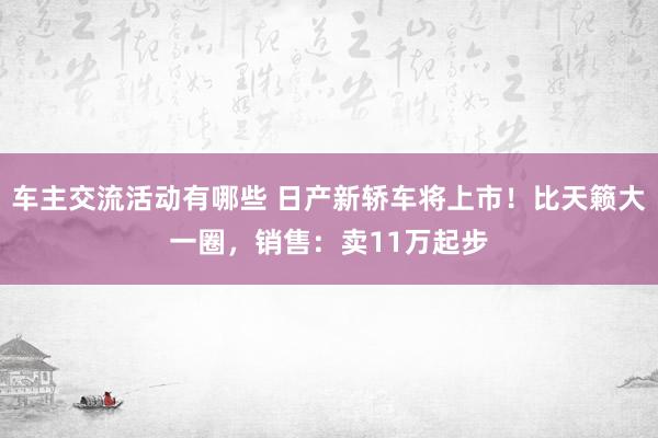 车主交流活动有哪些 日产新轿车将上市！比天籁大一圈，销售：卖11万起步