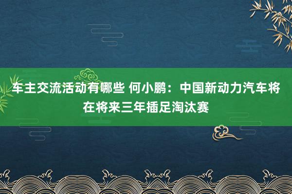 车主交流活动有哪些 何小鹏：中国新动力汽车将在将来三年插足淘汰赛