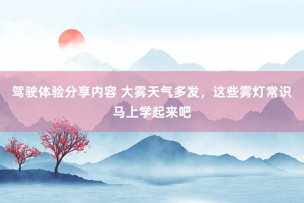 驾驶体验分享内容 大雾天气多发，这些雾灯常识马上学起来吧