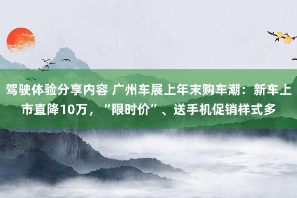 驾驶体验分享内容 广州车展上年末购车潮：新车上市直降10万，“限时价”、送手机促销样式多