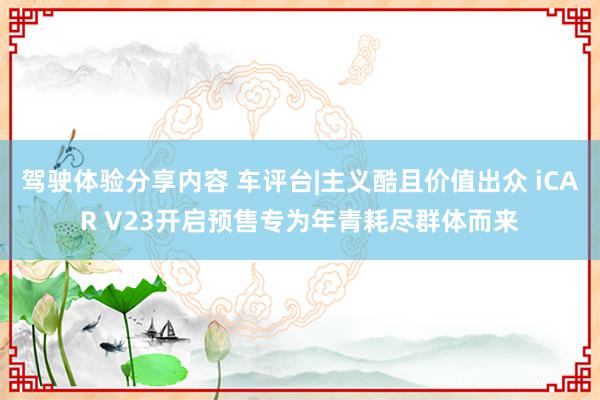 驾驶体验分享内容 车评台|主义酷且价值出众 iCAR V23开启预售专为年青耗尽群体而来