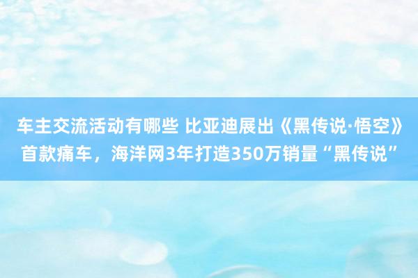 车主交流活动有哪些 比亚迪展出《黑传说·悟空》首款痛车，海洋网3年打造350万销量“黑传说”