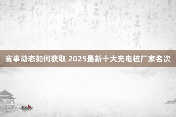 赛事动态如何获取 2025最新十大充电桩厂家名次