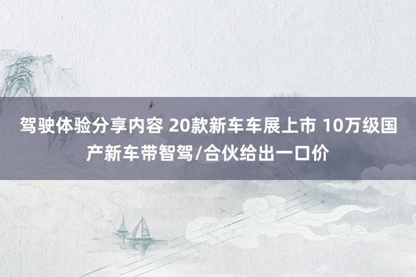 驾驶体验分享内容 20款新车车展上市 10万级国产新车带智驾/合伙给出一口价