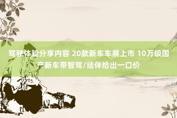 驾驶体验分享内容 20款新车车展上市 10万级国产新车带智驾/结伴给出一口价