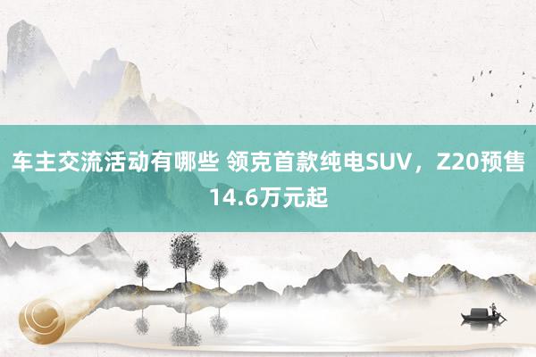 车主交流活动有哪些 领克首款纯电SUV，Z20预售14.6万元起