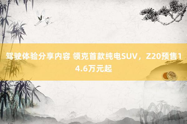 驾驶体验分享内容 领克首款纯电SUV，Z20预售14.6万元起