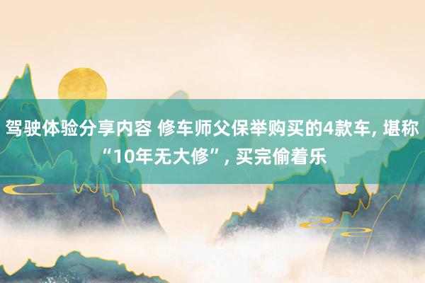 驾驶体验分享内容 修车师父保举购买的4款车, 堪称“10年无大修”, 买完偷着乐