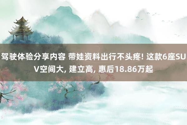 驾驶体验分享内容 带娃资料出行不头疼! 这款6座SUV空间大, 建立高, 惠后18.86万起