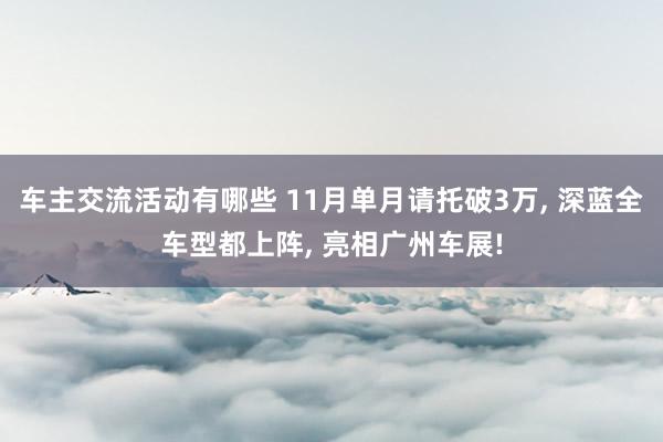 车主交流活动有哪些 11月单月请托破3万, 深蓝全车型都上阵, 亮相广州车展!