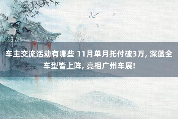 车主交流活动有哪些 11月单月托付破3万, 深蓝全车型皆上阵, 亮相广州车展!