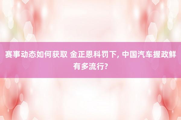 赛事动态如何获取 金正恩科罚下, 中国汽车握政鲜有多流行?