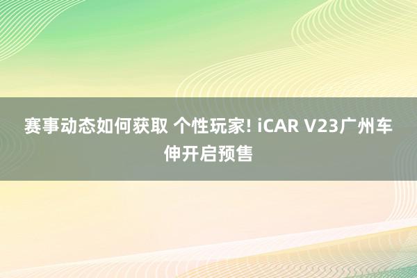 赛事动态如何获取 个性玩家! iCAR V23广州车伸开启预售