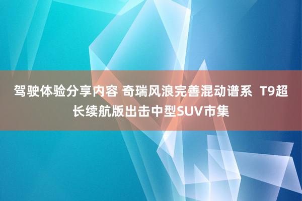 驾驶体验分享内容 奇瑞风浪完善混动谱系  T9超长续航版出击中型SUV市集