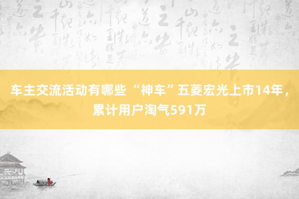 车主交流活动有哪些 “神车”五菱宏光上市14年，累计用户淘气591万