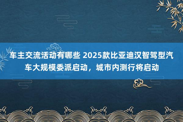 车主交流活动有哪些 2025款比亚迪汉智驾型汽车大规模委派启动，城市内测行将启动