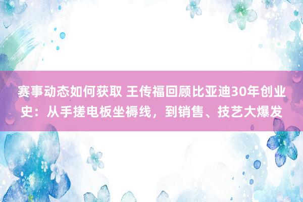 赛事动态如何获取 王传福回顾比亚迪30年创业史：从手搓电板坐褥线，到销售、技艺大爆发