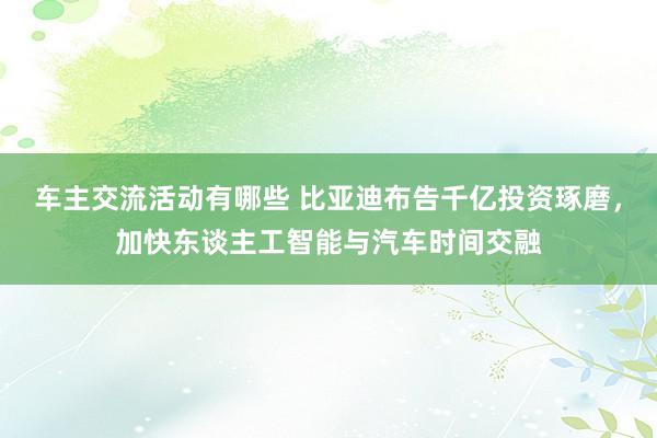 车主交流活动有哪些 比亚迪布告千亿投资琢磨，加快东谈主工智能与汽车时间交融