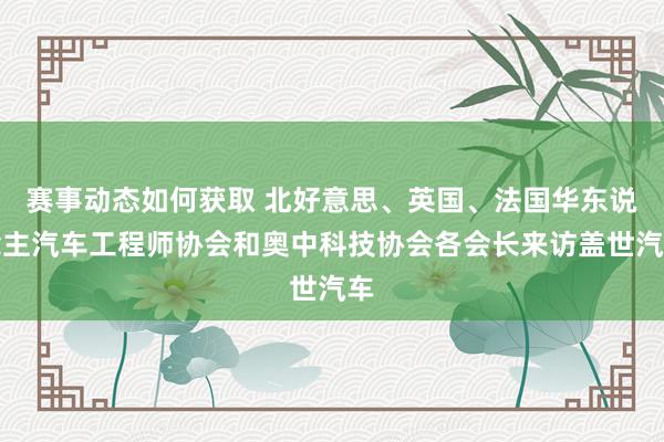 赛事动态如何获取 北好意思、英国、法国华东说念主汽车工程师协会和奥中科技协会各会长来访盖世汽车