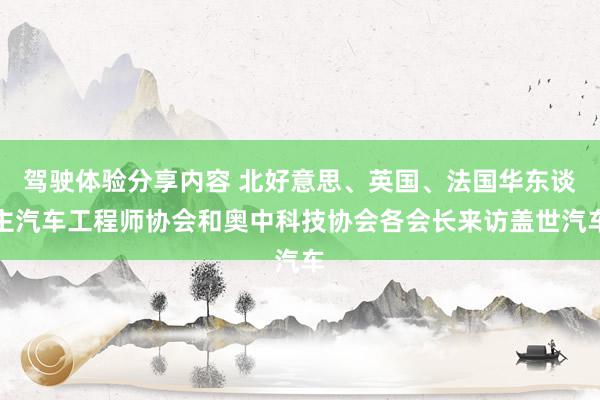 驾驶体验分享内容 北好意思、英国、法国华东谈主汽车工程师协会和奥中科技协会各会长来访盖世汽车