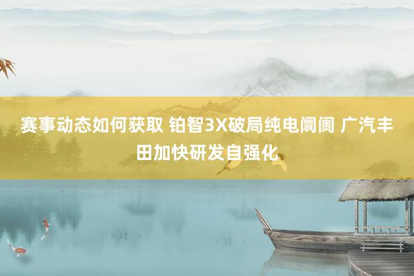 赛事动态如何获取 铂智3X破局纯电阛阓 广汽丰田加快研发自强化