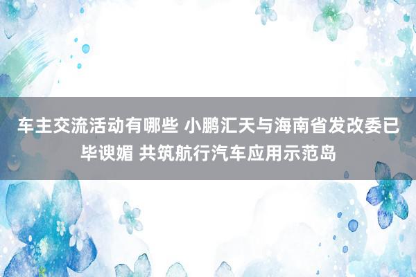 车主交流活动有哪些 小鹏汇天与海南省发改委已毕谀媚 共筑航行汽车应用示范岛