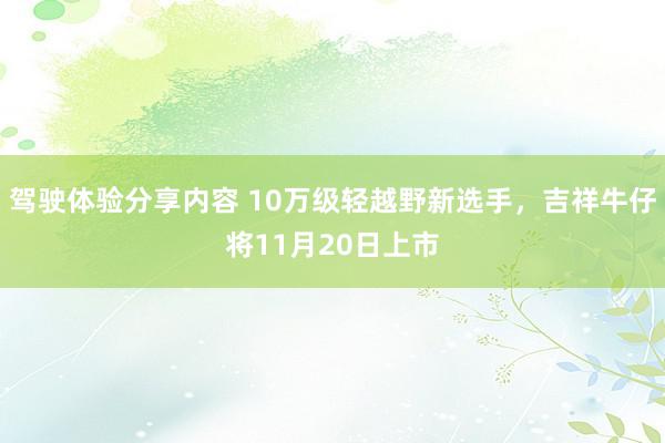 驾驶体验分享内容 10万级轻越野新选手，吉祥牛仔将11月20日上市